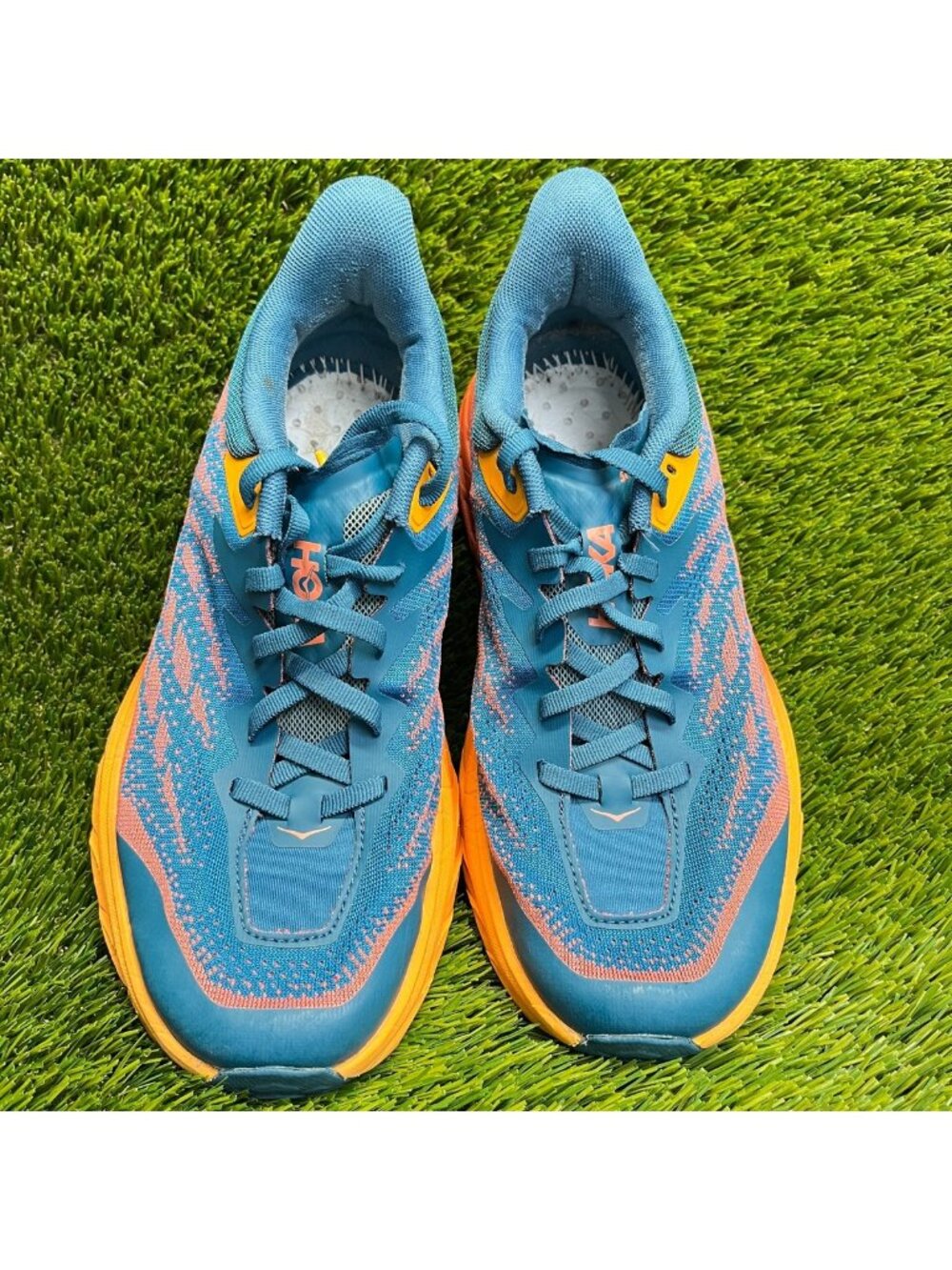 Hoka One One Speedgoat 5 Womens Size 8 Blue Orange Running Walking Shoes Sneaker - Picture 8 of 14